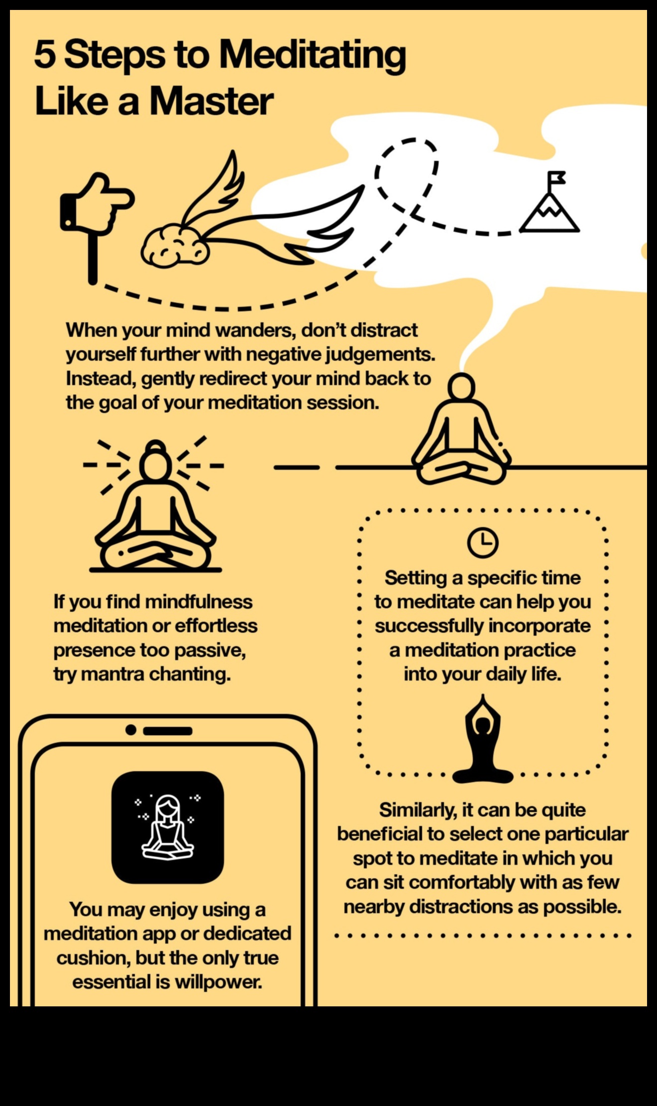 Apzināta meistarība, kā meditācija var palīdzēt jums kontrolēt savu dzīvi 5 Apzināta meistarība: meditācijas ievērojamā ietekme uz ikdienas dzīvi