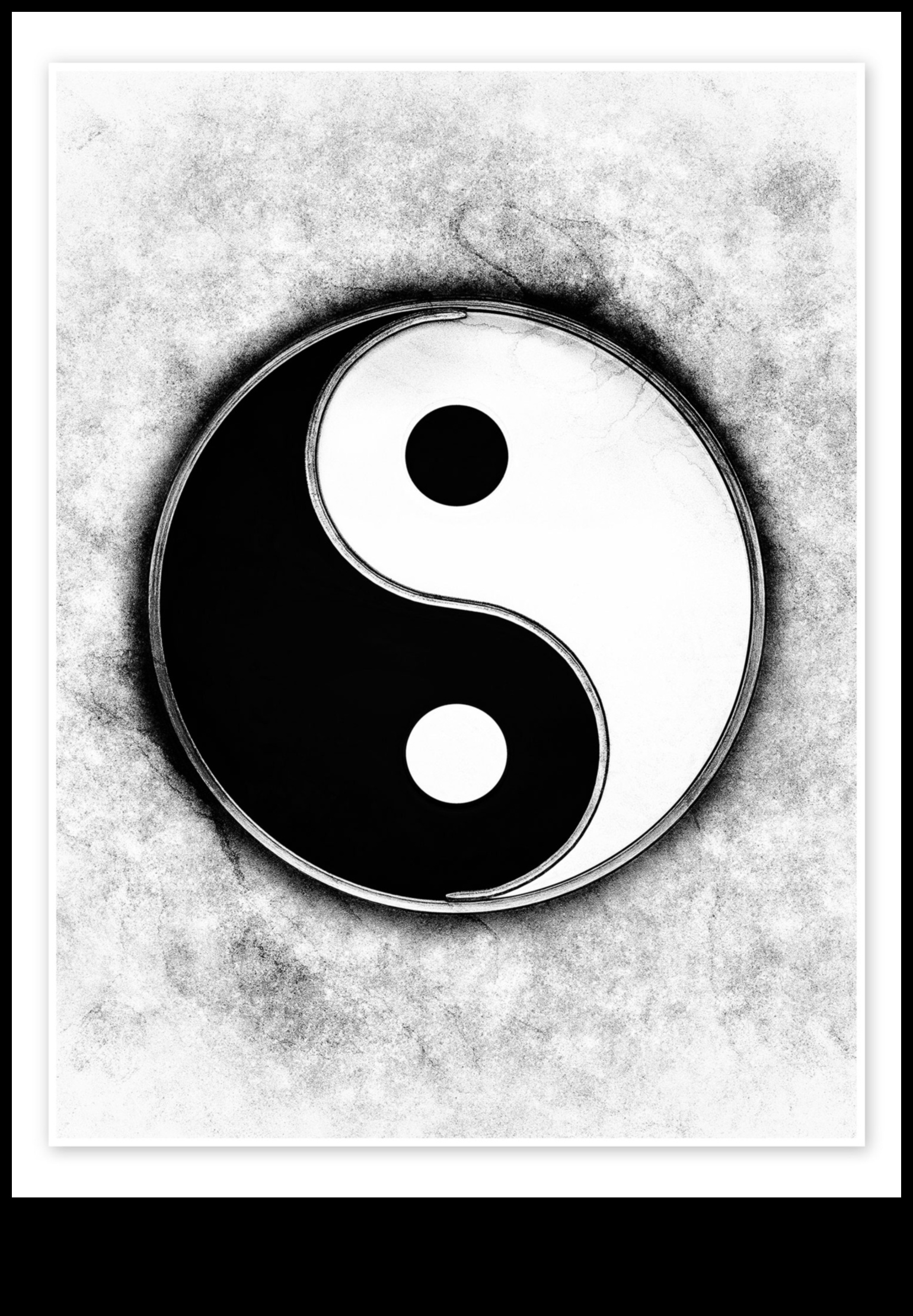 Melnbaltā zīmējuma Iņ un Jaņ 3 Harmonijas zīmēšana: līdzsvara un vienotības sasniegšana melnbaltā krāsā